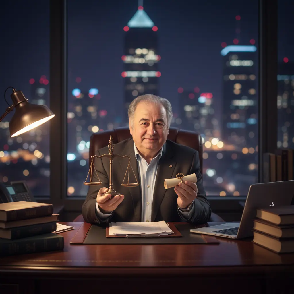 Bir Avukatin Iki Elinde Adil Yargilanma ve Mulkiyet Hakkini Temsil Eden Semboller 4